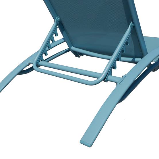 Lot de 2 transats GALAPAGOS en textilène bleu clair - aluminium bleu clair - HAPPY GARDEN - Image 7