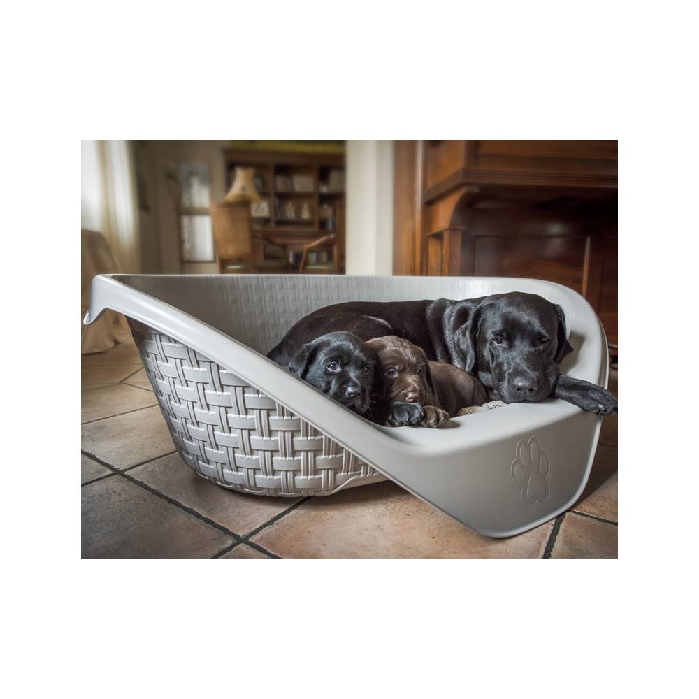 Panier aspect rotin 75 x 55 x 26 cm H  gamme Nido couleur gris clair pour chien - Imagen 4