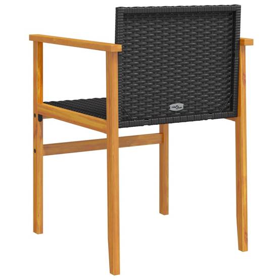 Chaise de jardin résine tressée et bois massif noir 55 x 55 x 78 cm (lot de 2) - PANGIVO - Image 7