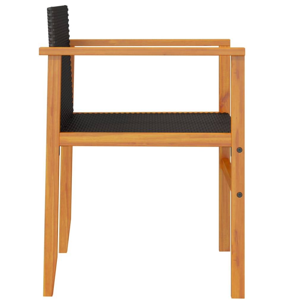 Chaise de jardin résine tressée et bois massif noir 55 x 55 x 78 cm (lot de 2) - PANGIVO - Image 6
