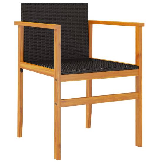 Chaise de jardin résine tressée et bois massif noir 55 x 55 x 78 cm (lot de 2) - PANGIVO - Image 4