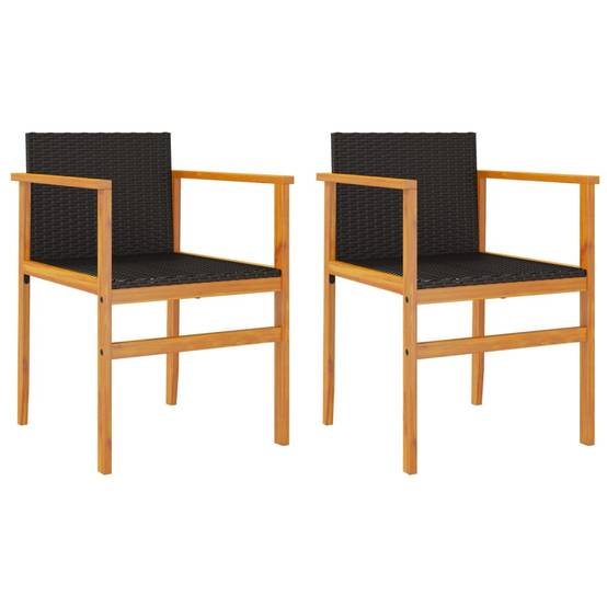 Chaise de jardin résine tressée et bois massif noir 55 x 55 x 78 cm (lot de 2) - PANGIVO - Image 2