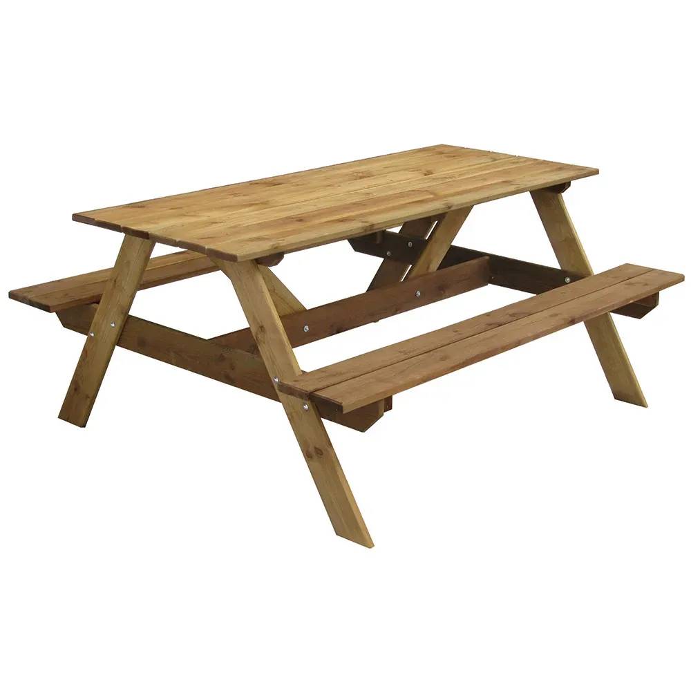 Table pique-nique en pin autoclave 160 cm avec bancs – 6 places - Image 3