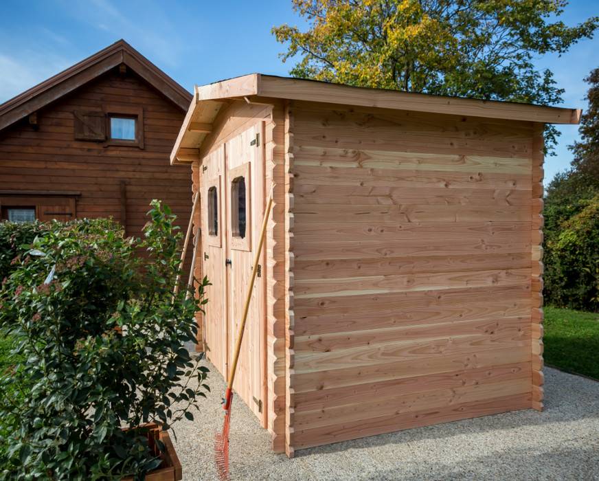 Habrita - Abri DOMMAR Madriers Douglas 28 mm - 6,33 m² - sans plancher - toit double pente Habrita - Imagen 6