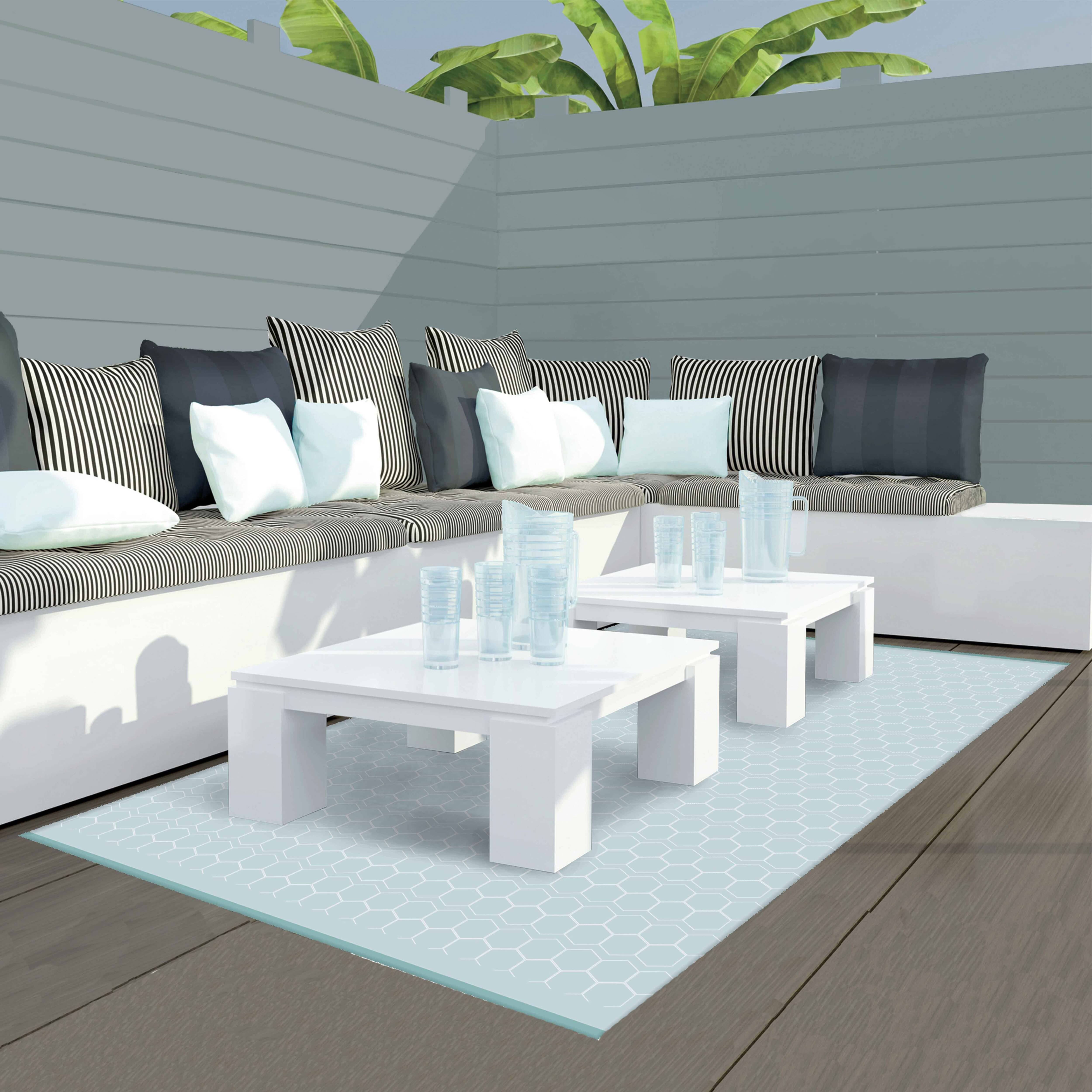 Oviala - Tapis d'extérieur pvc bleu 180 x 120 cm - Oviala - Imagen 5