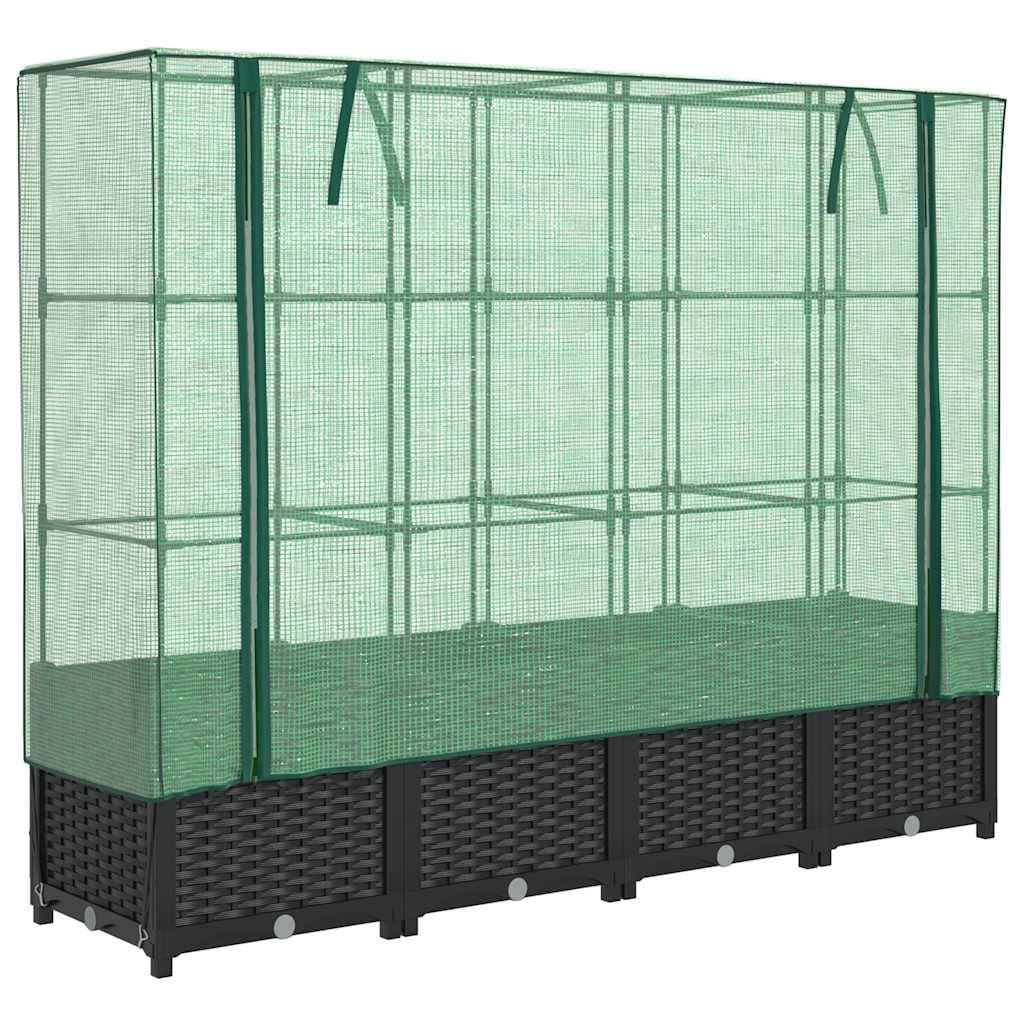 ComfortXL - Carré Potager Haut 160cm avec Mini-Serre Intégrée, Jardinière Noire Aspect Rotin, Hauteur 138cm – ComfortXL Outdoor Living - Image 2