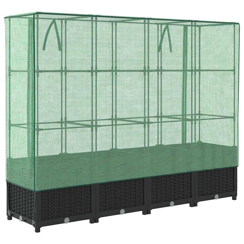 ComfortXL - Carré Potager Haut 160cm avec Mini-Serre Intégrée, Jardinière Noire Aspect Rotin, Hauteur 138cm – ComfortXL Outdoor Living - Image 6