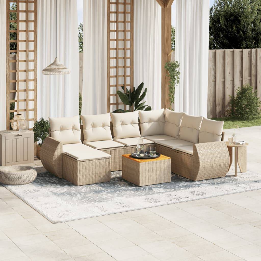 Vidaxl - Salon de jardin avec coussins 8 pcs beige résine tressée vidaXL 3257451 - Imagen 1