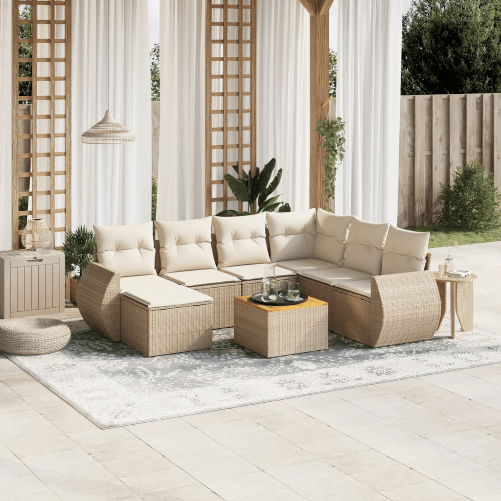 Vidaxl - Salon de jardin avec coussins 8 pcs beige résine tressée vidaXL 3257451 - Imagen 4