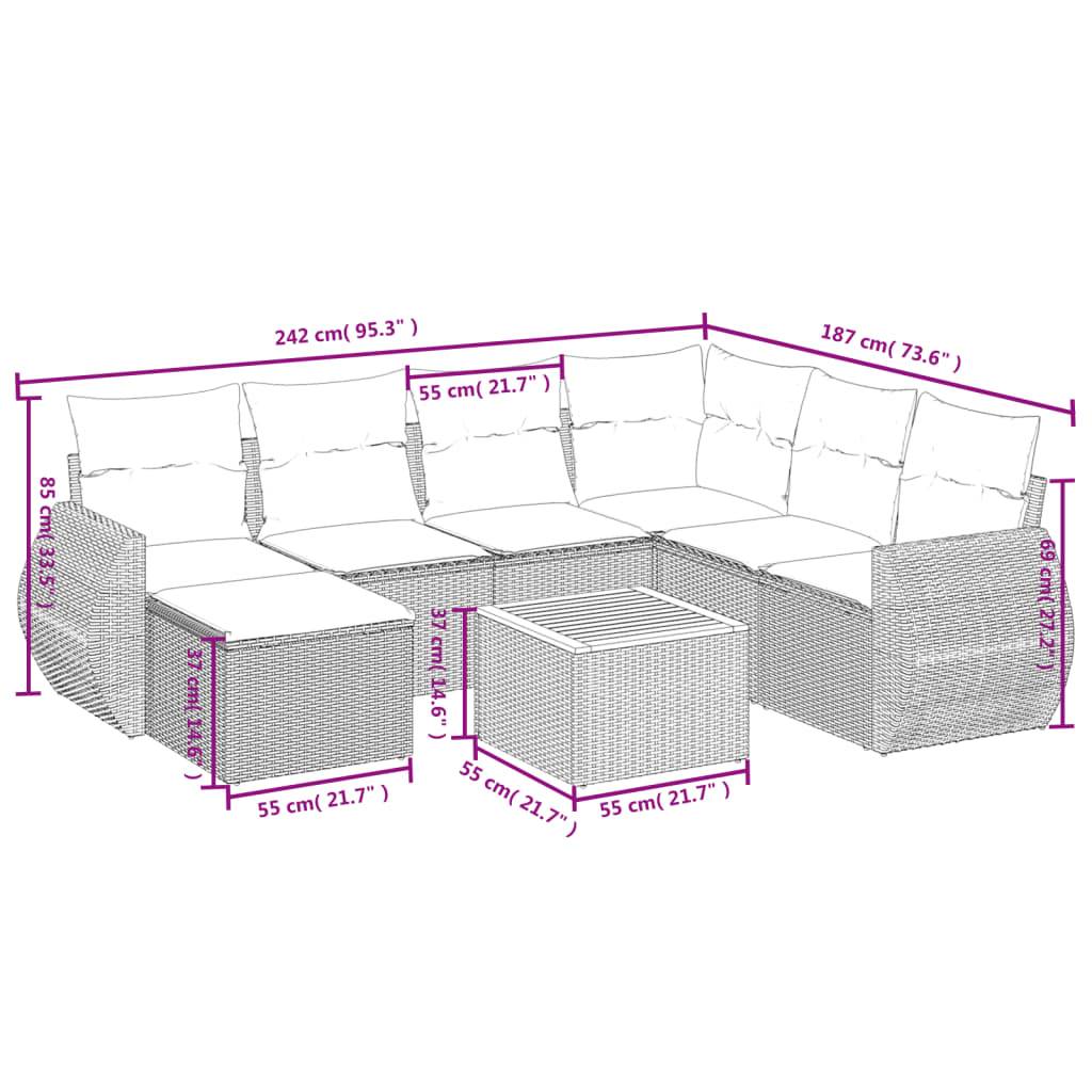 Vidaxl - Salon de jardin avec coussins 8 pcs beige résine tressée vidaXL 3257451 - Imagen 3