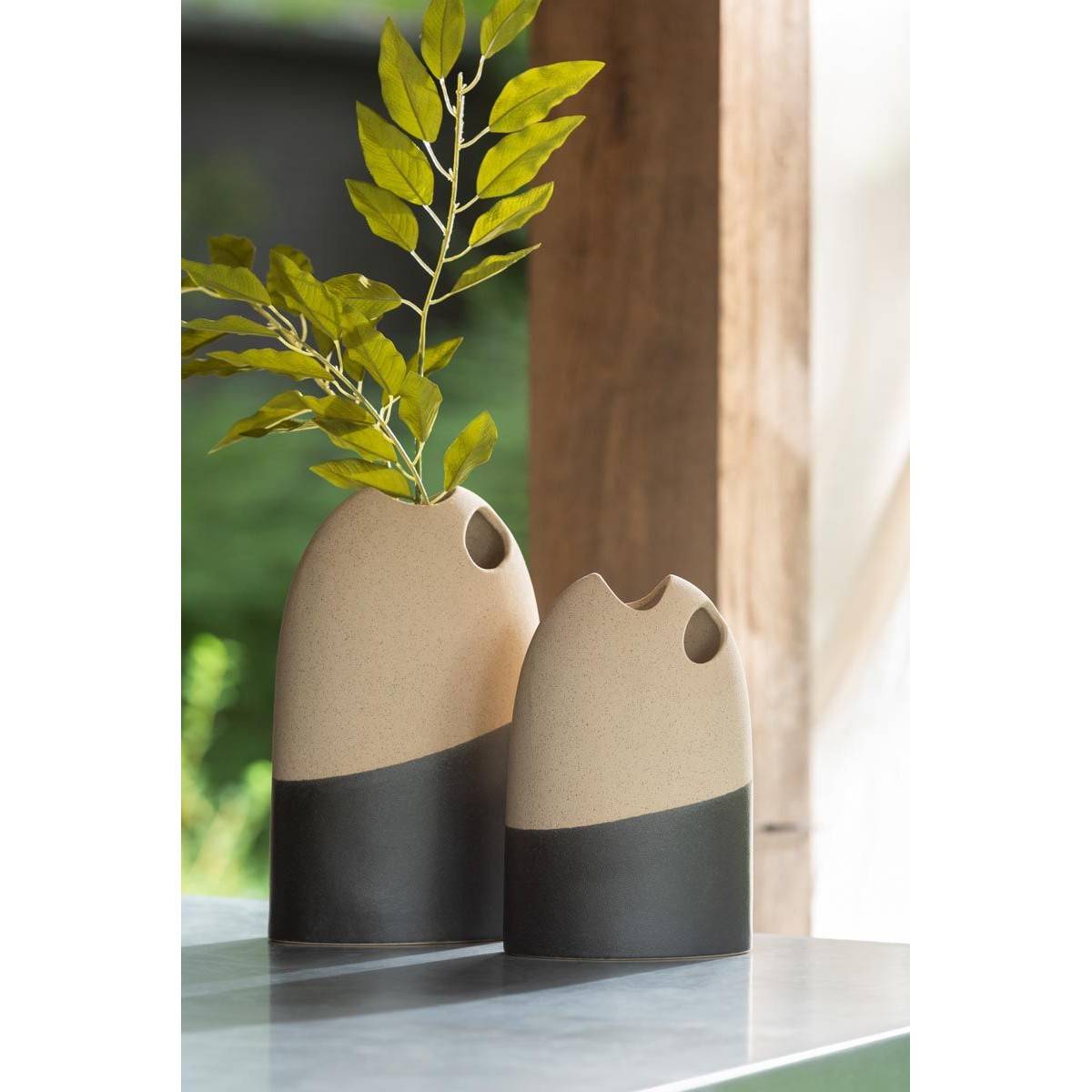 Vase Haut en Céramique "Black Lombok" 25cm Noir - Image 2