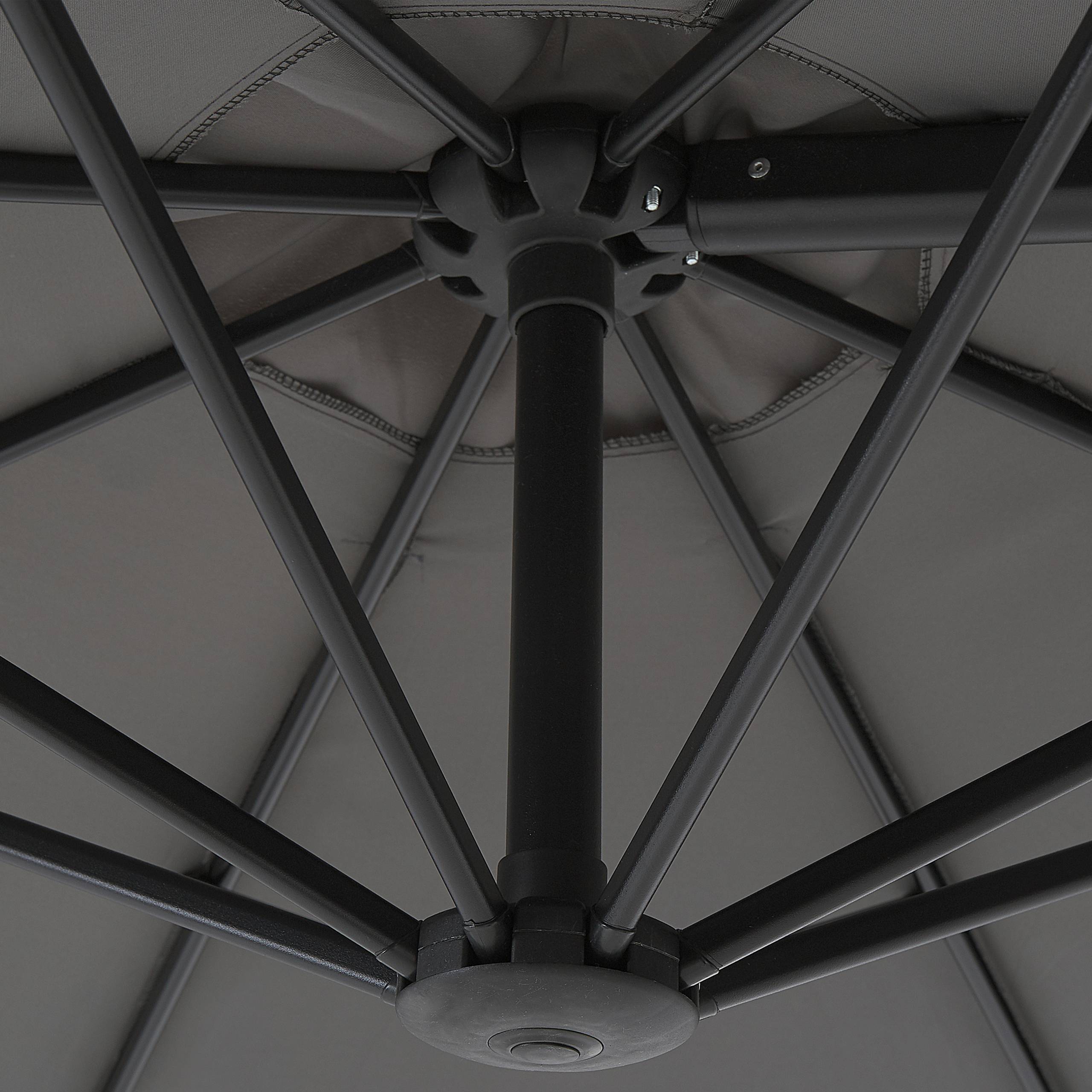 Beliani - Parasol de Jardin Gris Foncé en Aluminium et Tissu Polyester ⌀ 2,95 m Octogonal à Manivelle et en Porte-à-Faux Rotation 360° Résistant aux UV - Imagen 7