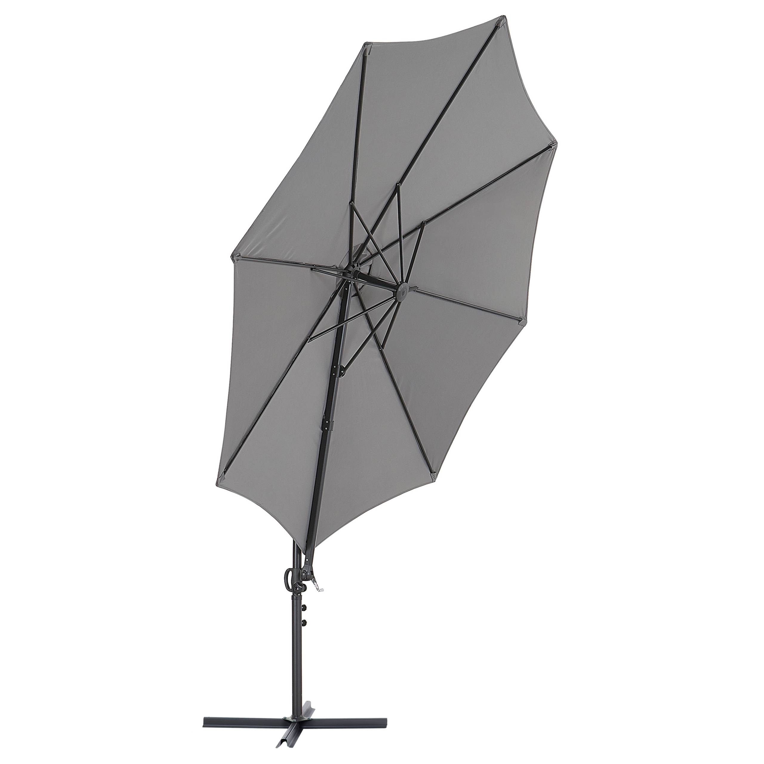 Beliani - Parasol de Jardin Gris Foncé en Aluminium et Tissu Polyester ⌀ 2,95 m Octogonal à Manivelle et en Porte-à-Faux Rotation 360° Résistant aux UV - Imagen 4