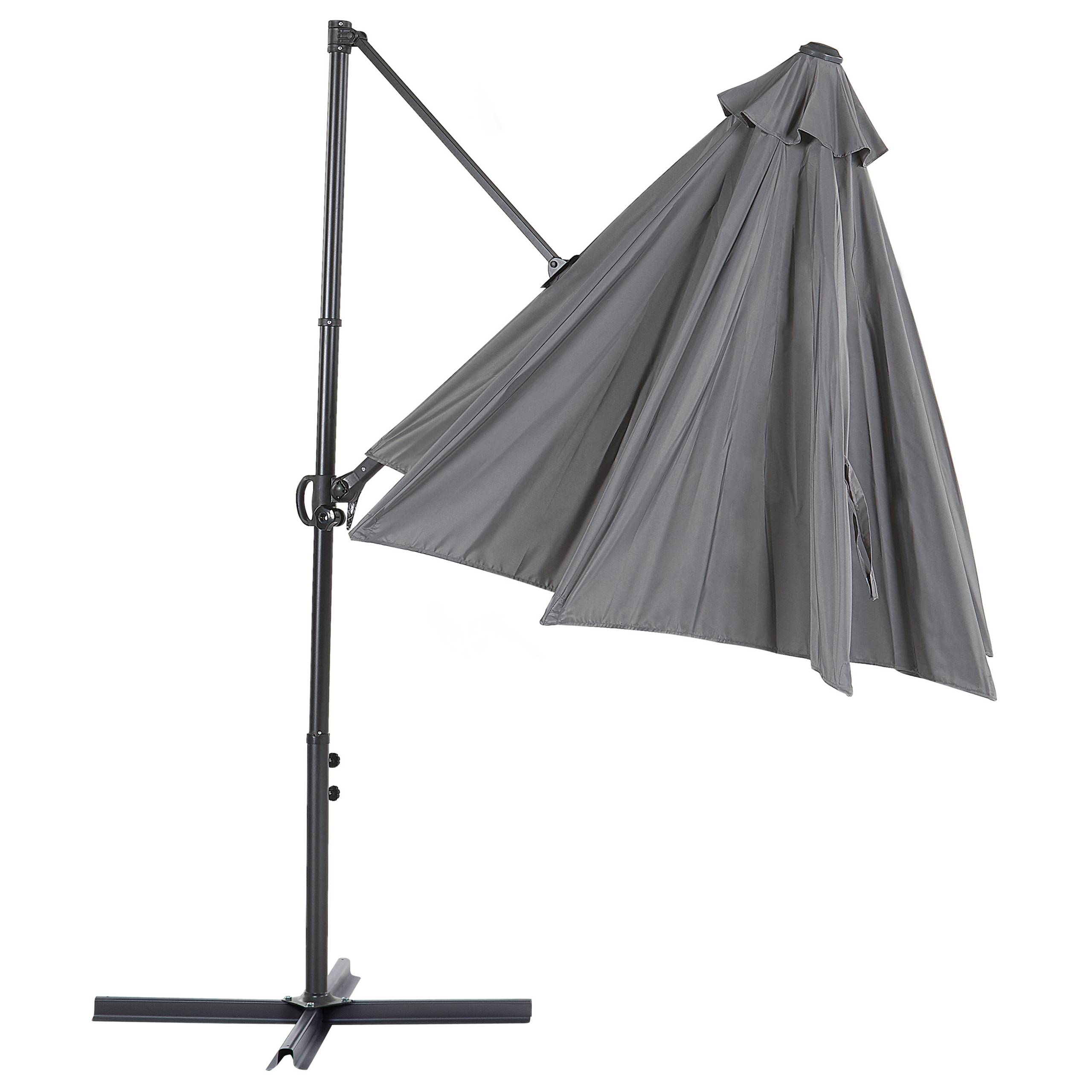 Beliani - Parasol de Jardin Gris Foncé en Aluminium et Tissu Polyester ⌀ 2,95 m Octogonal à Manivelle et en Porte-à-Faux Rotation 360° Résistant aux UV - Imagen 5