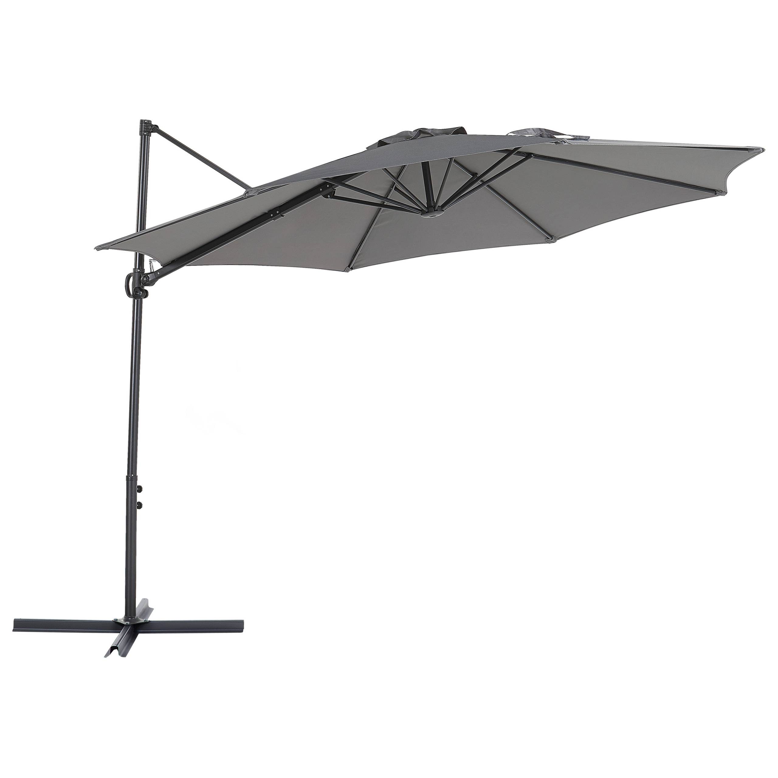 Beliani - Parasol de Jardin Gris Foncé en Aluminium et Tissu Polyester ⌀ 2,95 m Octogonal à Manivelle et en Porte-à-Faux Rotation 360° Résistant aux UV - Imagen 1
