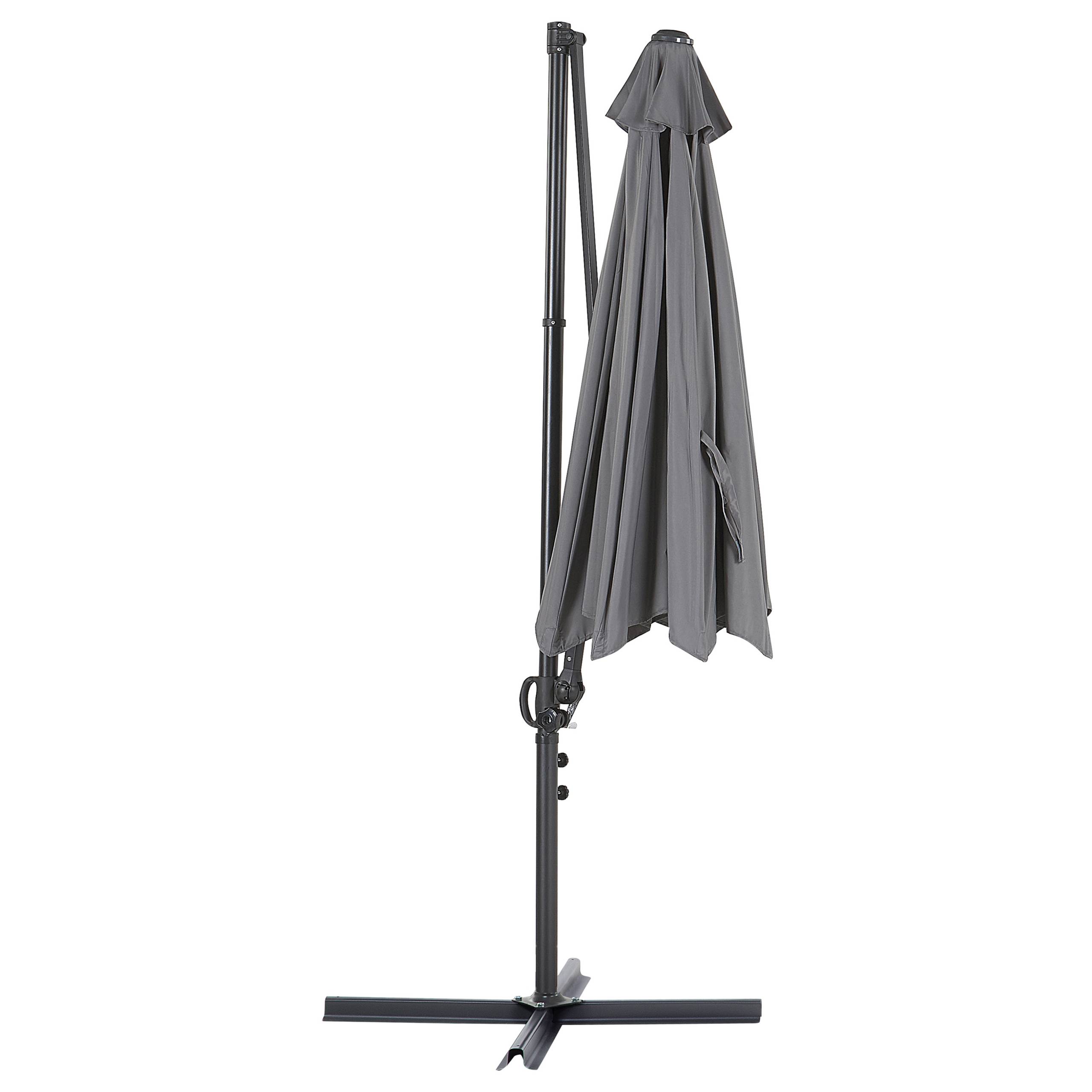 Beliani - Parasol de Jardin Gris Foncé en Aluminium et Tissu Polyester ⌀ 2,95 m Octogonal à Manivelle et en Porte-à-Faux Rotation 360° Résistant aux UV - Imagen 6