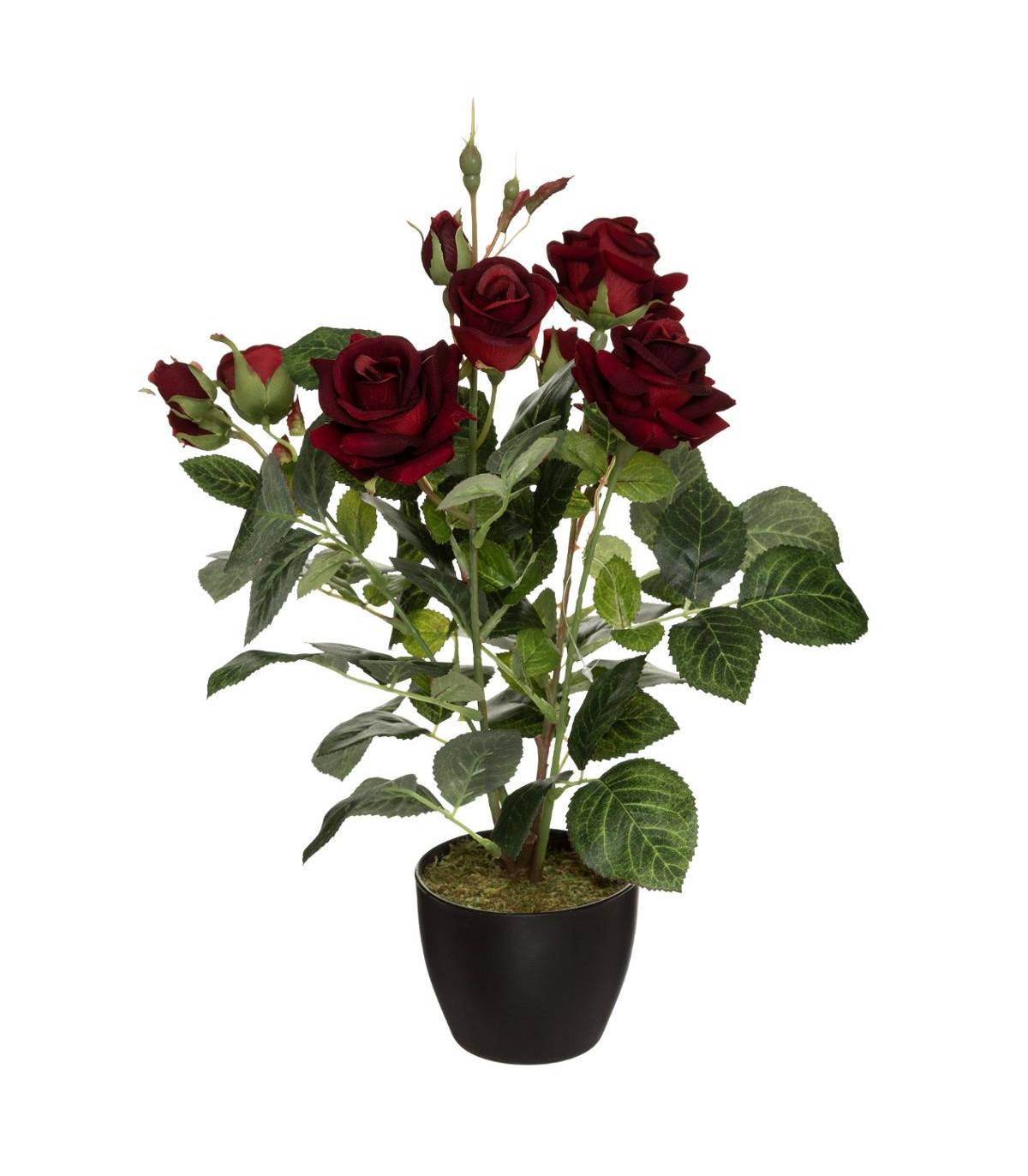Atmosphera - Plante artificielle Rosier Velours en pot H 43 cm - Imagen 1