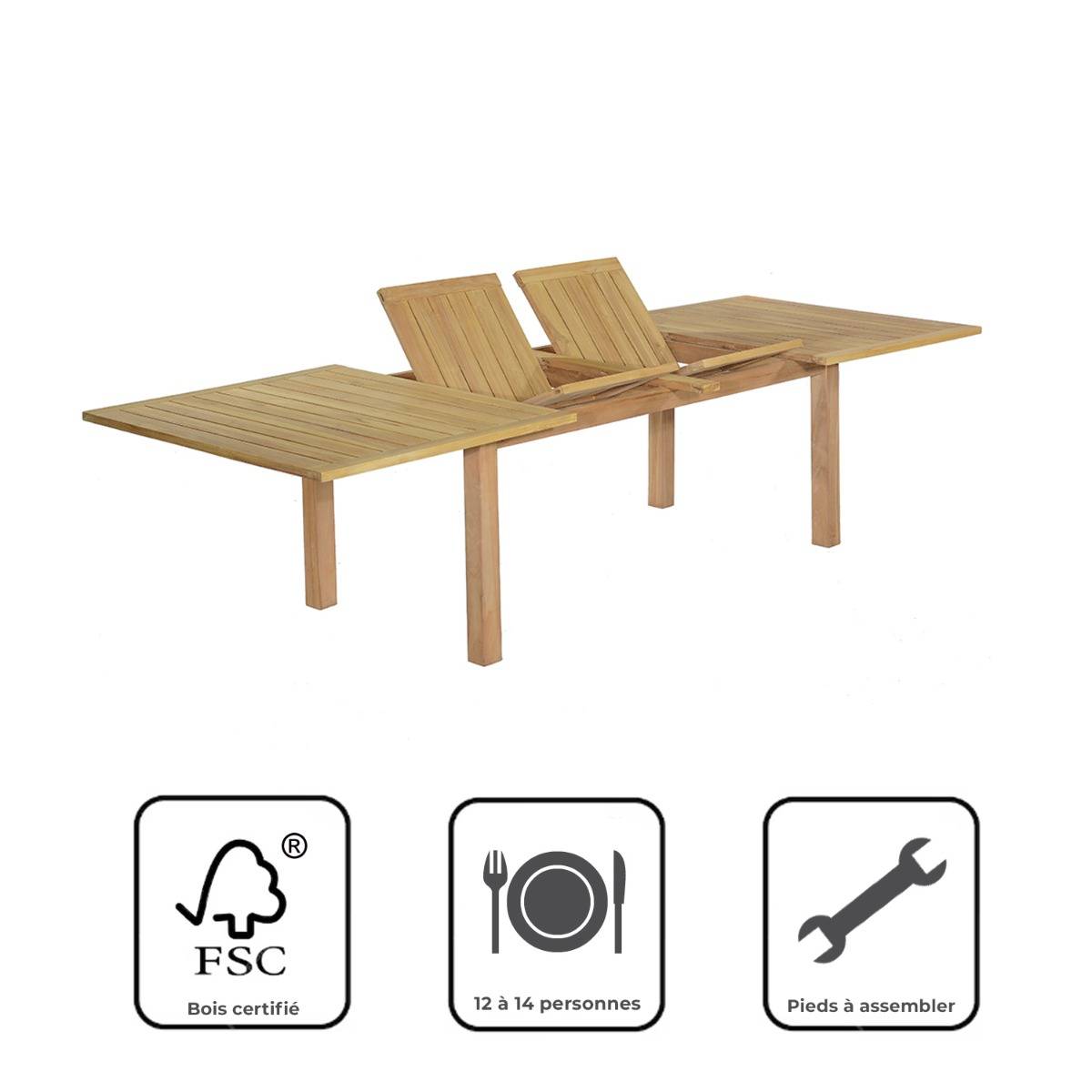 Table extensible teck massif Constantine XL 194/294 x110 cm - TECK'Attitude - Image 10