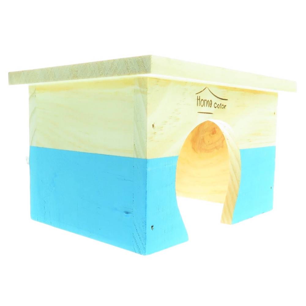 animallparadise - Maison en bois rectangulaire, bleu, 18 x 14 x 11 cm pour rongeur - Imagen 2