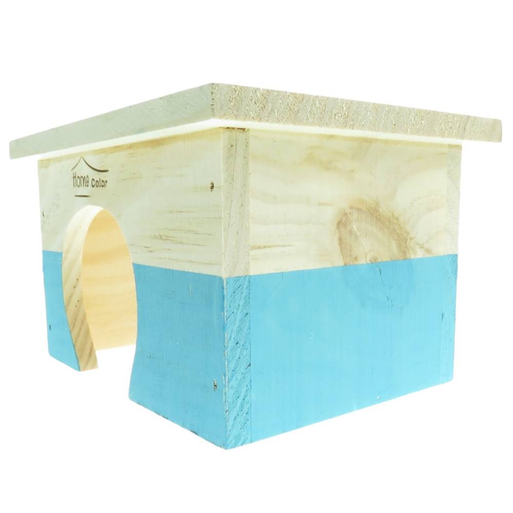animallparadise - Maison en bois rectangulaire, bleu, 18 x 14 x 11 cm pour rongeur - Imagen 3