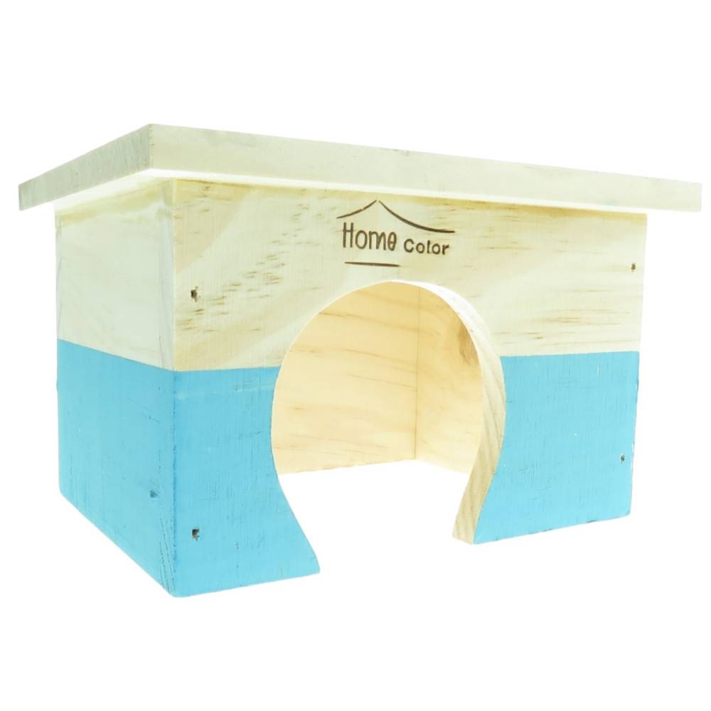 animallparadise - Maison en bois rectangulaire, bleu, 18 x 14 x 11 cm pour rongeur - Imagen 1