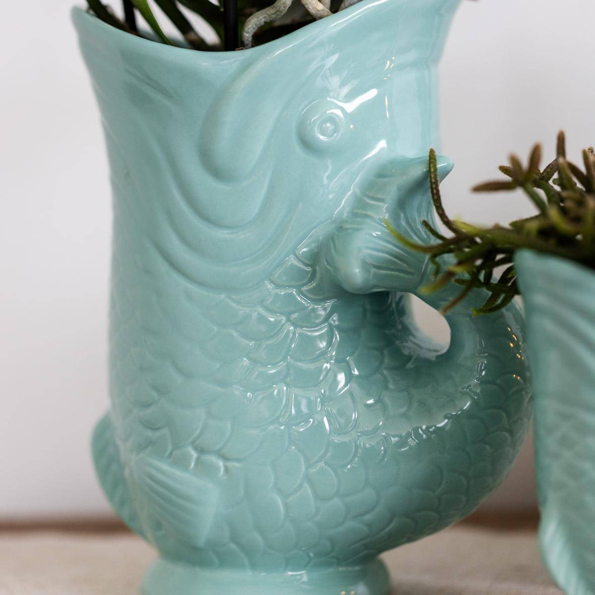 Pot décoratif Fish - Turquoise- La Green Touch - Imagen 2