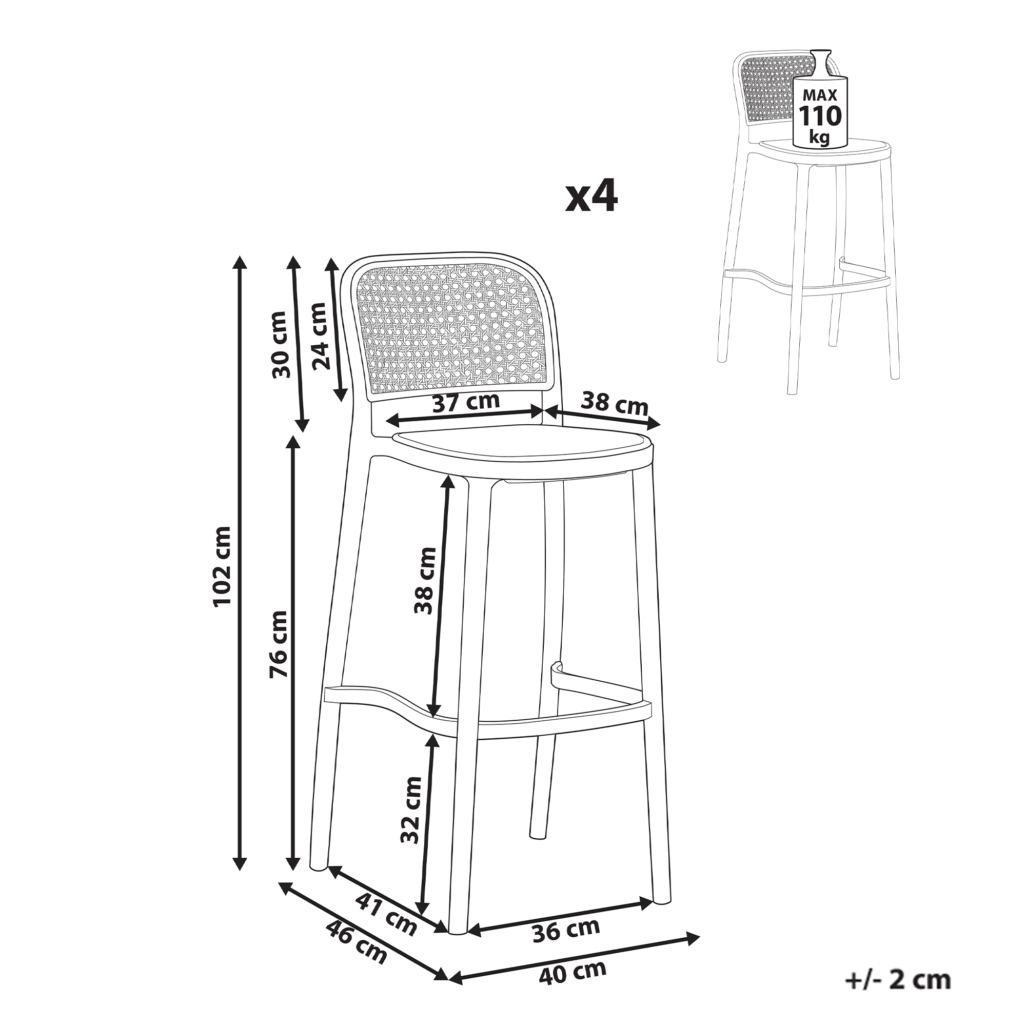 Beliani - Tabouret de bar Polypropylène Beige PLOSE - Beliani - Imagen 3