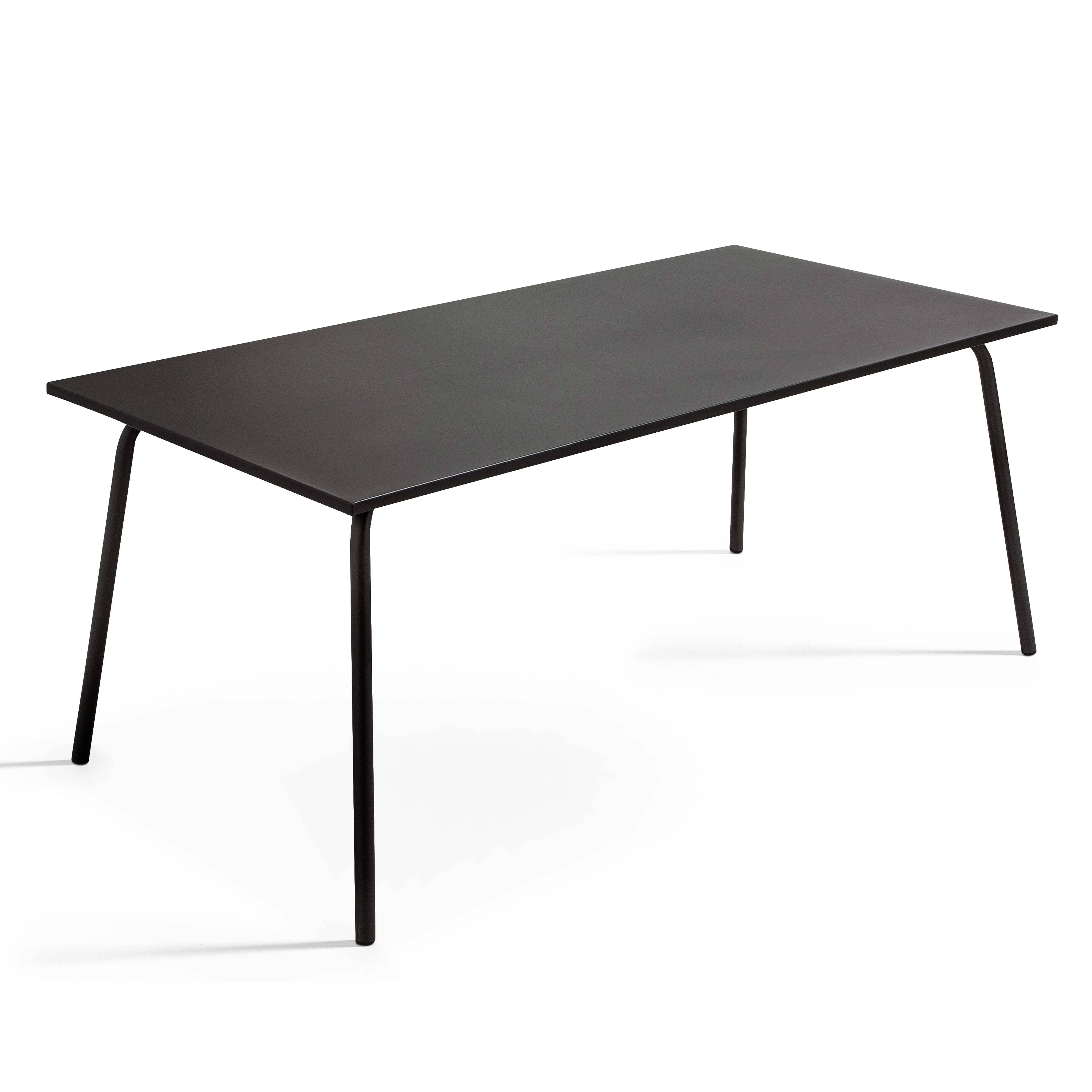 Oviala - Table de jardin rectangulaire en acier 8 places 180 cm noir Palavas - Oviala - Image 1