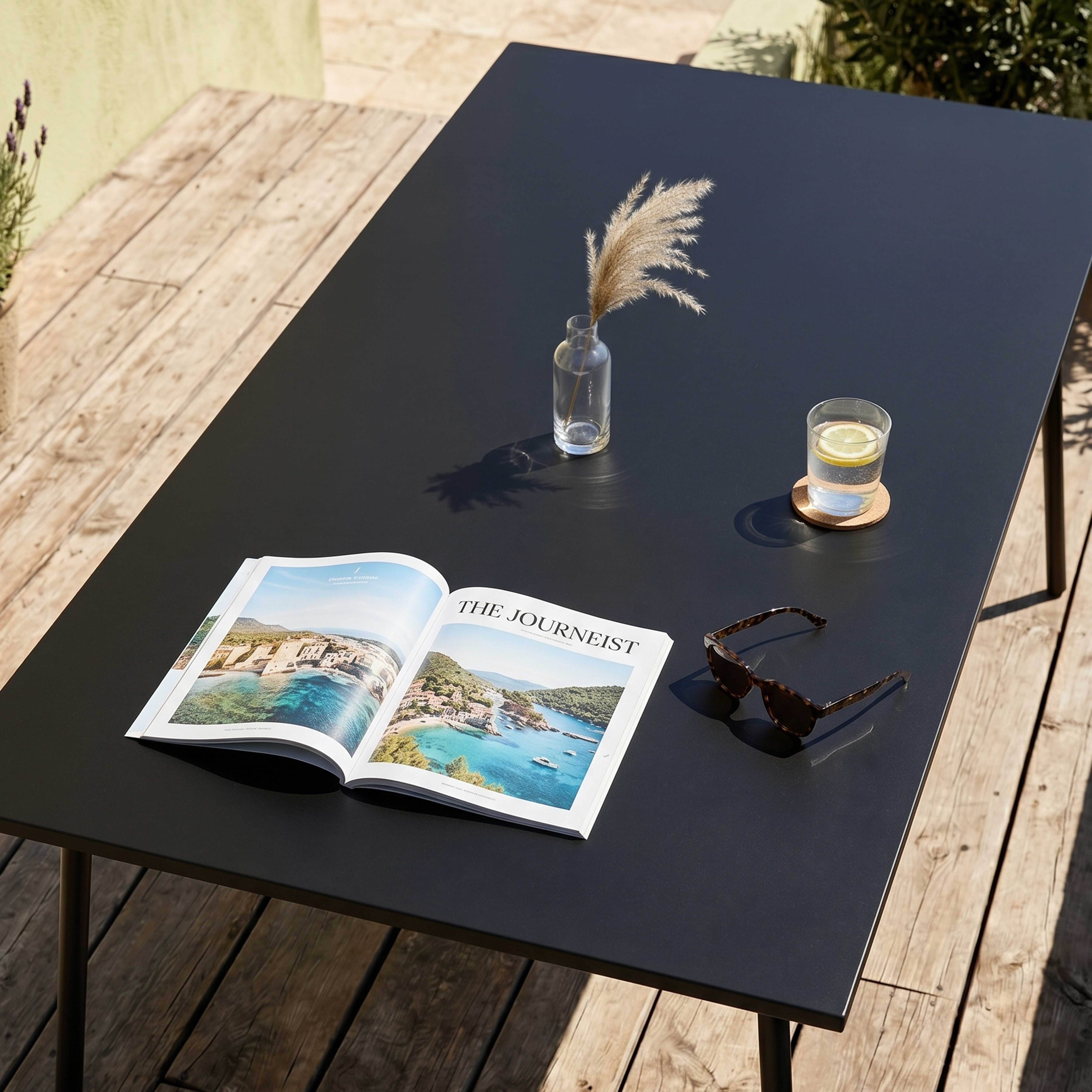Oviala - Table de jardin rectangulaire en acier 8 places 180 cm noir Palavas - Oviala - Image 4