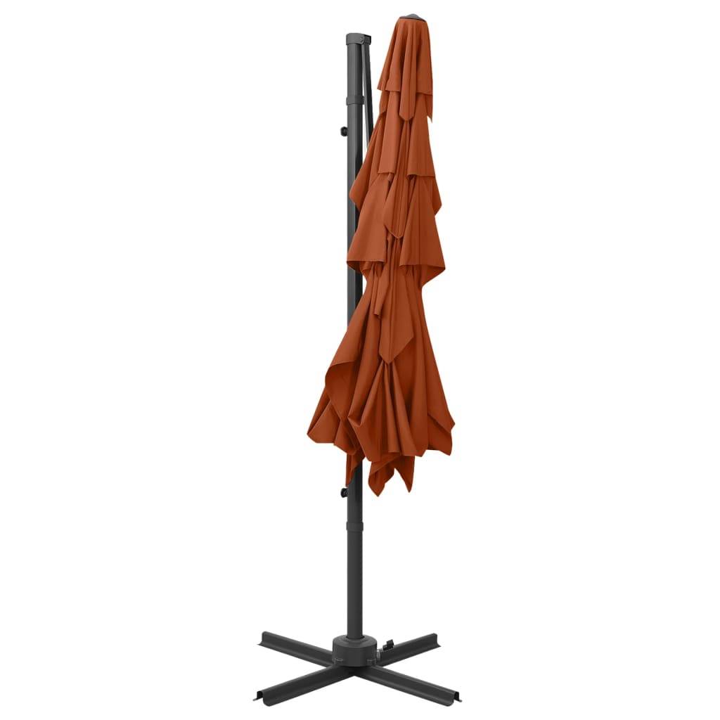 Helloshop26 - Parasol à 4 niveaux avec mât en aluminium 250 x 250 cm orange - Imagen 5