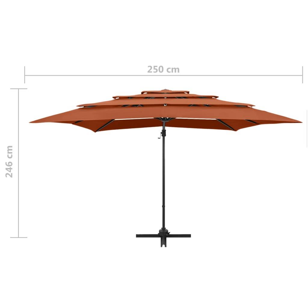 Helloshop26 - Parasol à 4 niveaux avec mât en aluminium 250 x 250 cm orange - Imagen 8