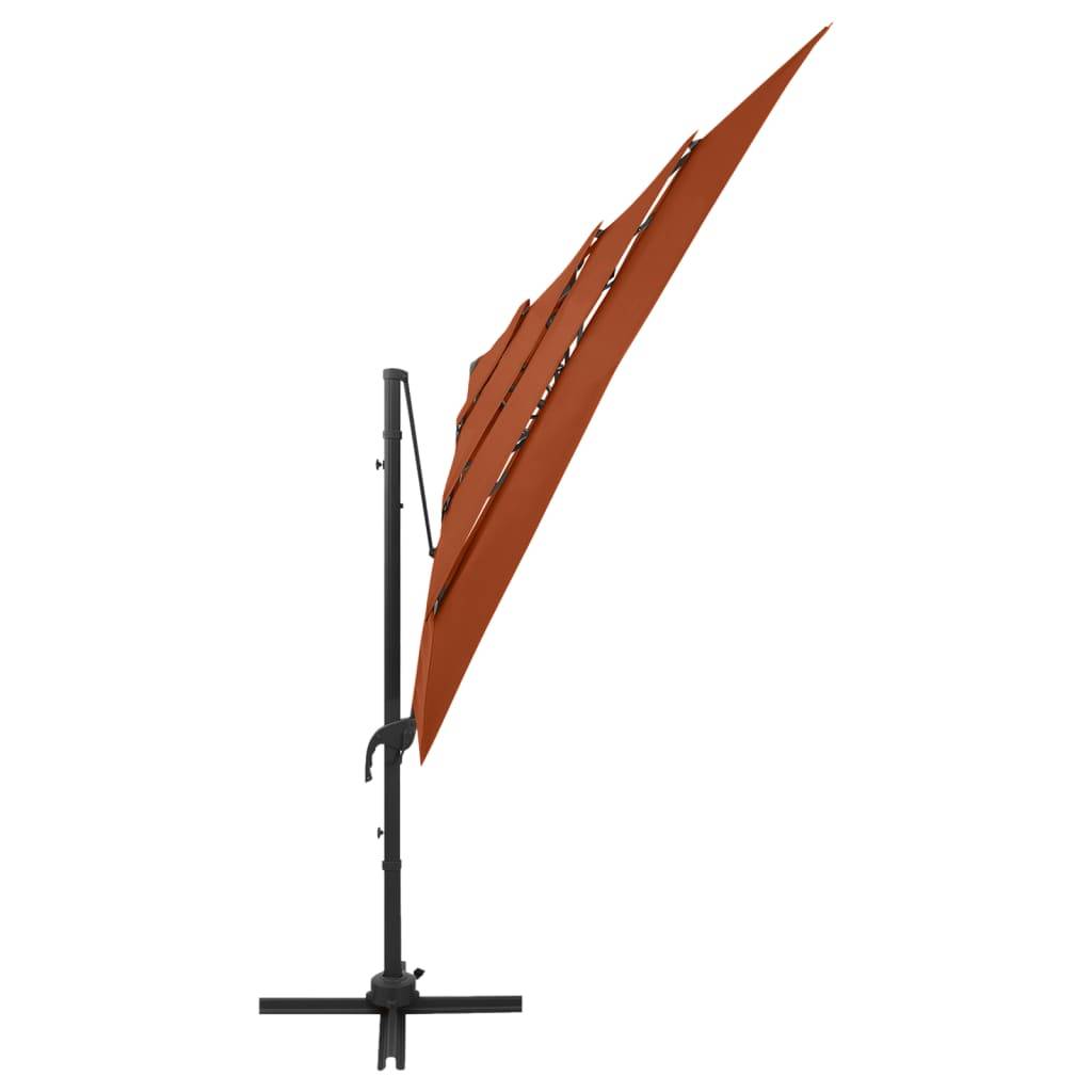 Helloshop26 - Parasol à 4 niveaux avec mât en aluminium 250 x 250 cm orange - Imagen 4
