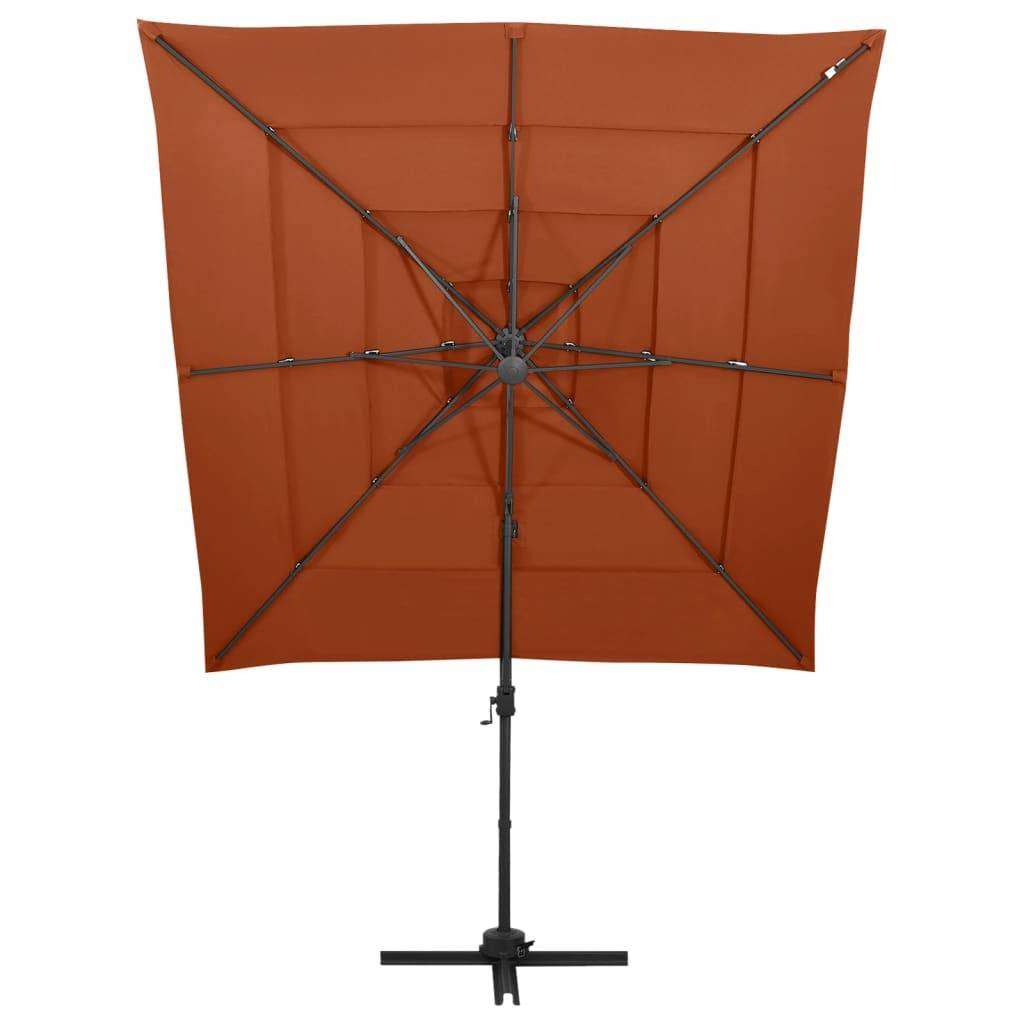 Helloshop26 - Parasol à 4 niveaux avec mât en aluminium 250 x 250 cm orange - Imagen 3
