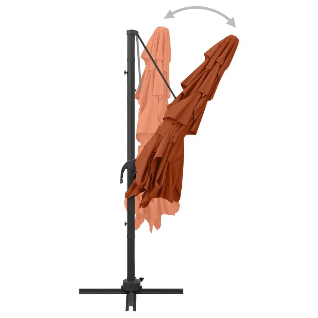 Helloshop26 - Parasol à 4 niveaux avec mât en aluminium 250 x 250 cm orange - Imagen 6