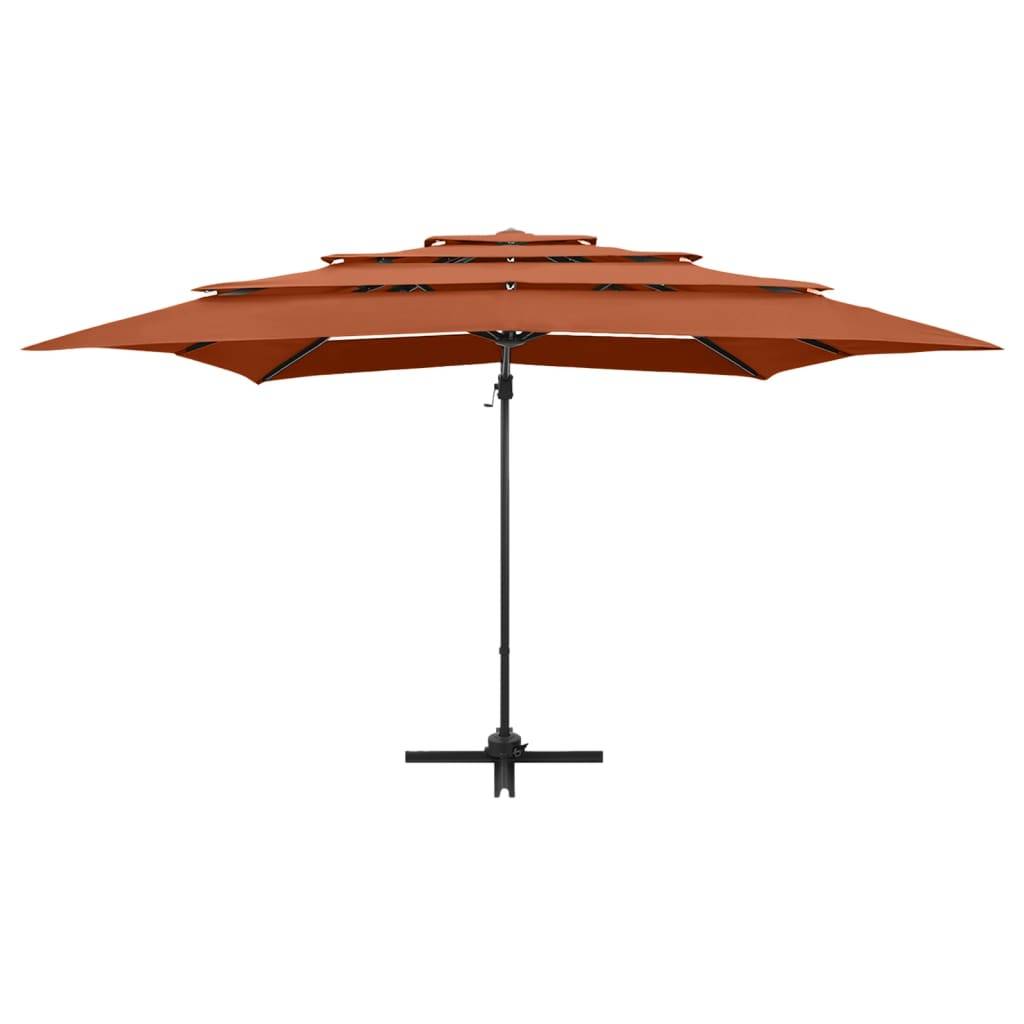 Helloshop26 - Parasol à 4 niveaux avec mât en aluminium 250 x 250 cm orange - Imagen 1