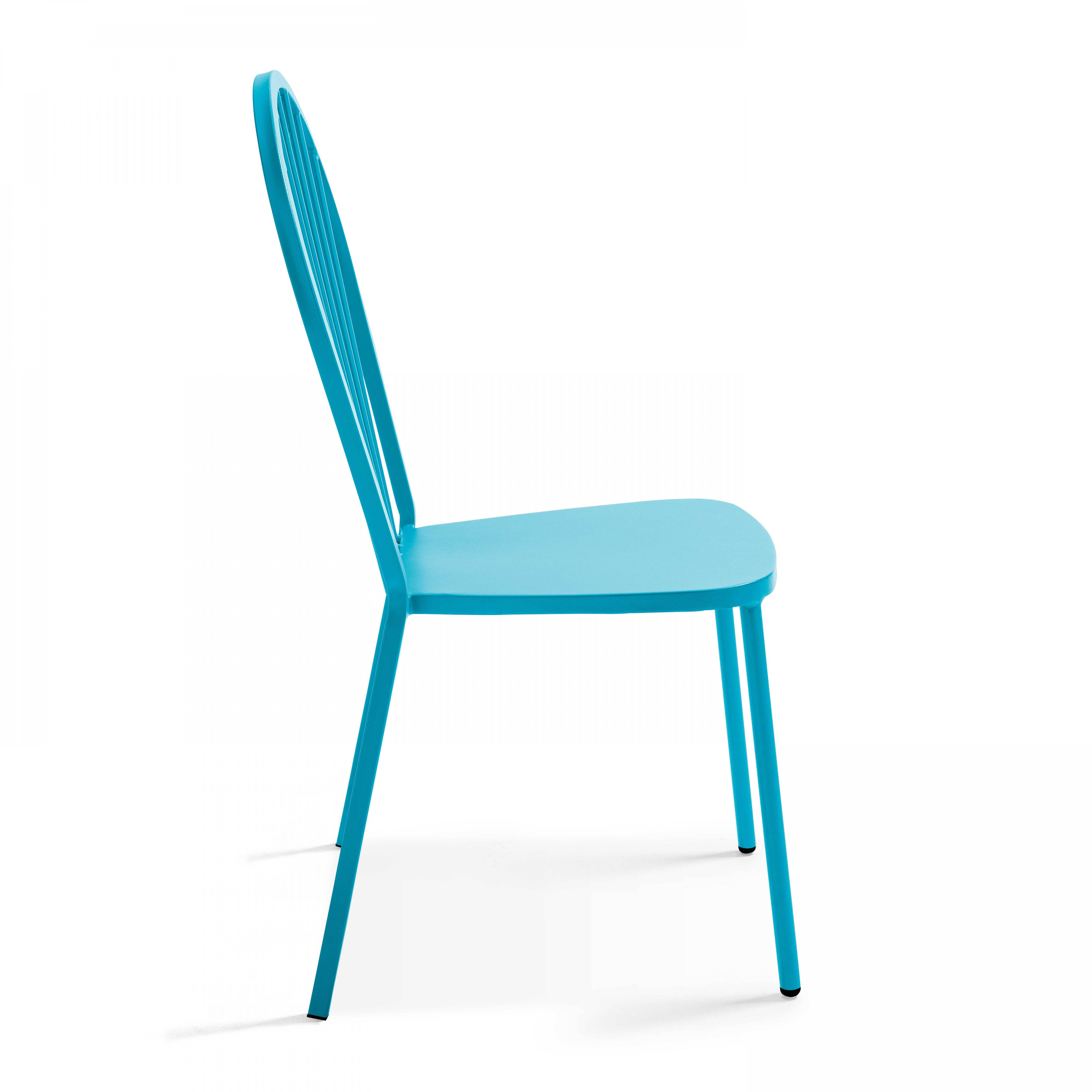Oviala - Ensemble table de jardin bistrot et 2 chaises en acier bleu Palavas - Oviala - Imagen 6