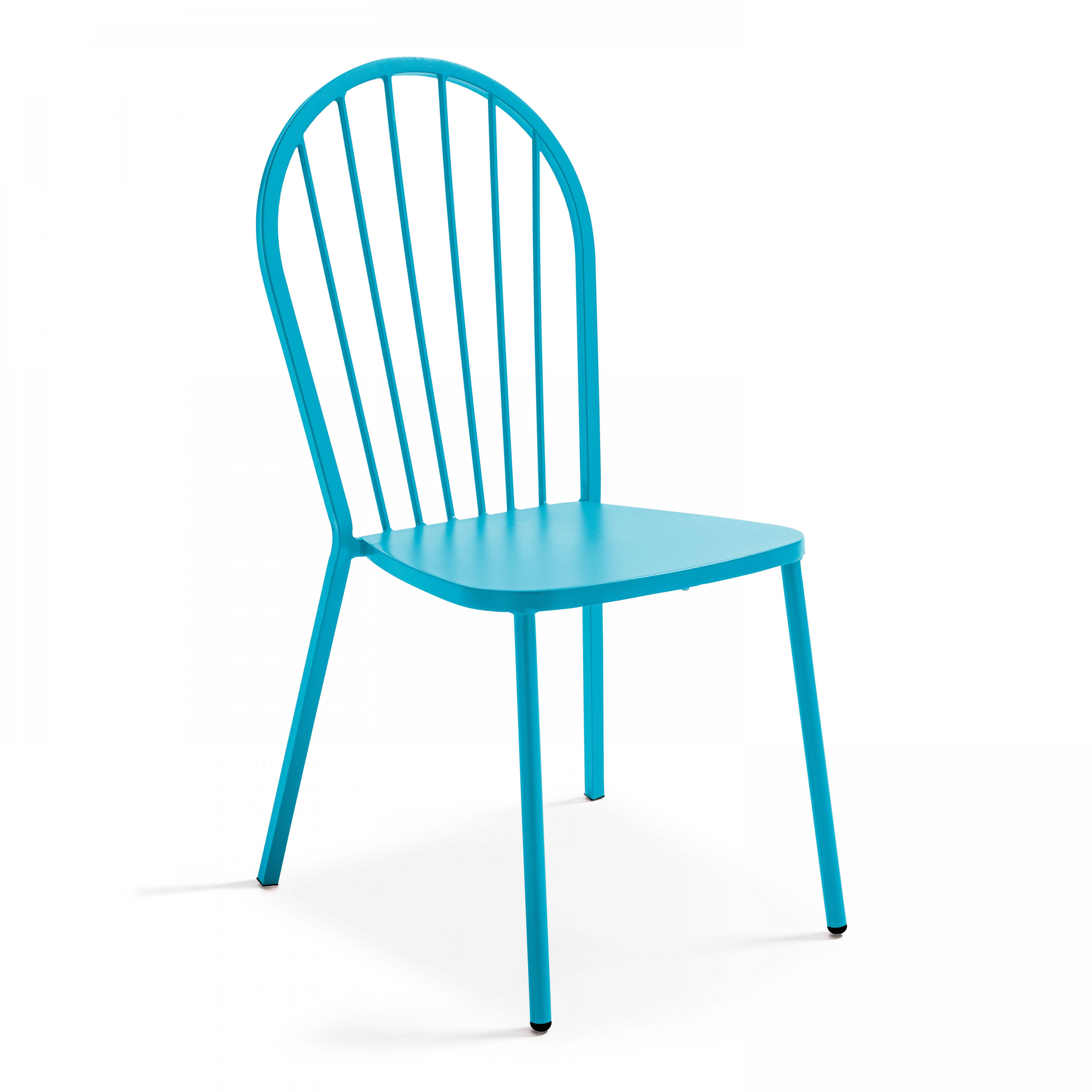 Oviala - Ensemble table de jardin bistrot et 2 chaises en acier bleu Palavas - Oviala - Imagen 4