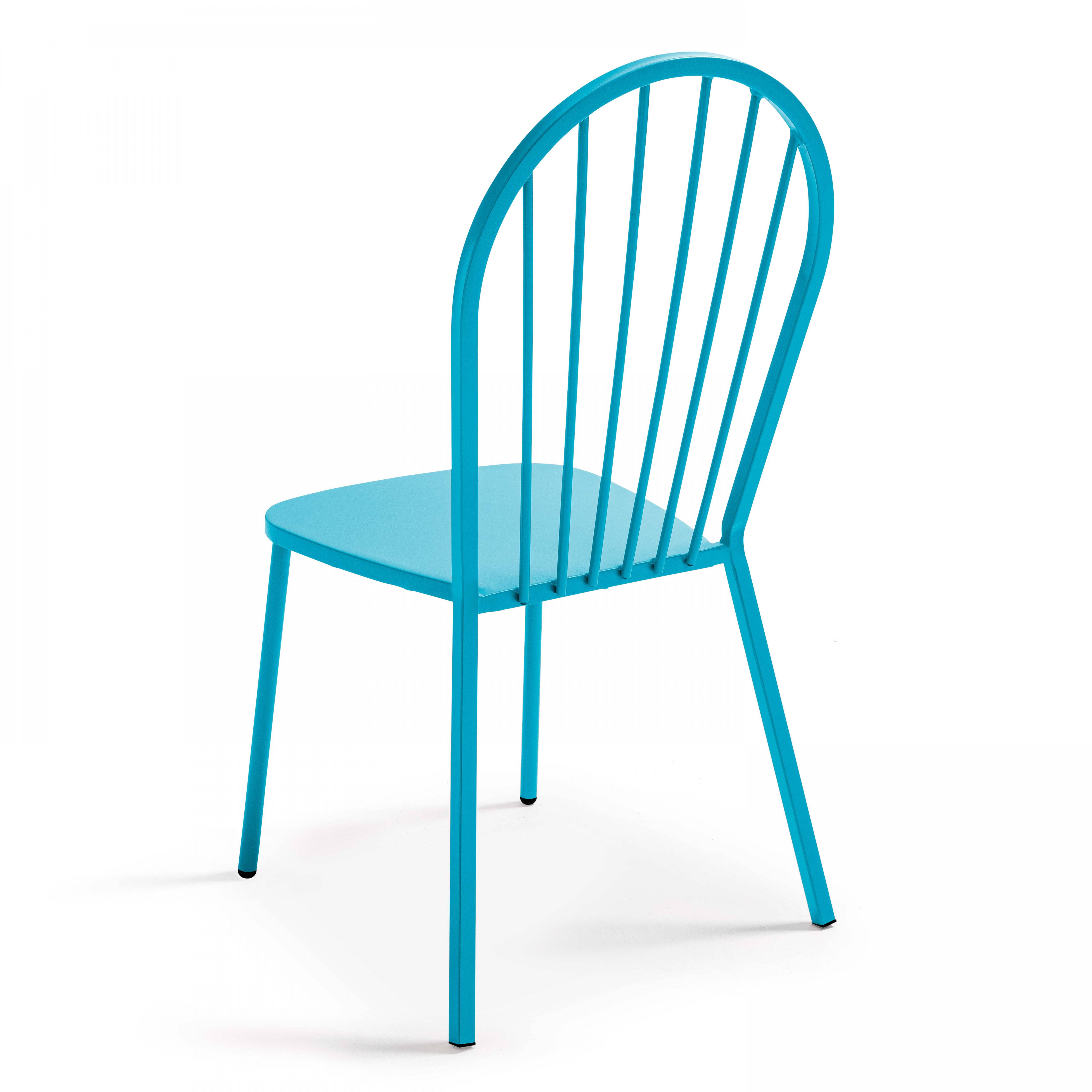Oviala - Ensemble table de jardin bistrot et 2 chaises en acier bleu Palavas - Oviala - Imagen 5