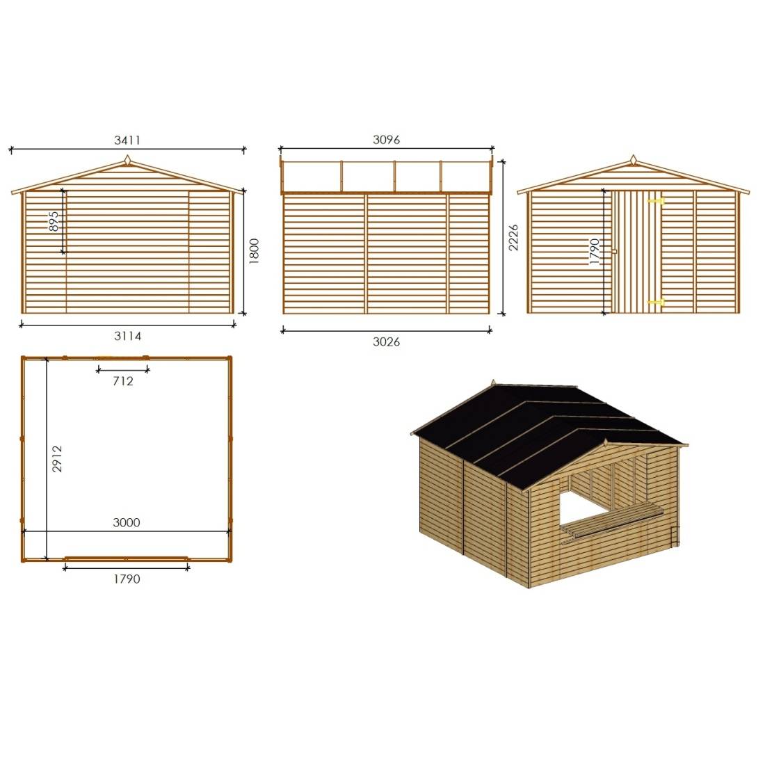 Altanka - Kiosque/ stand de marché/ de vente 9.42 m2 - 3.11x3.03 m - 19 mm - DOM607 - ALTANKA - Imagen 4