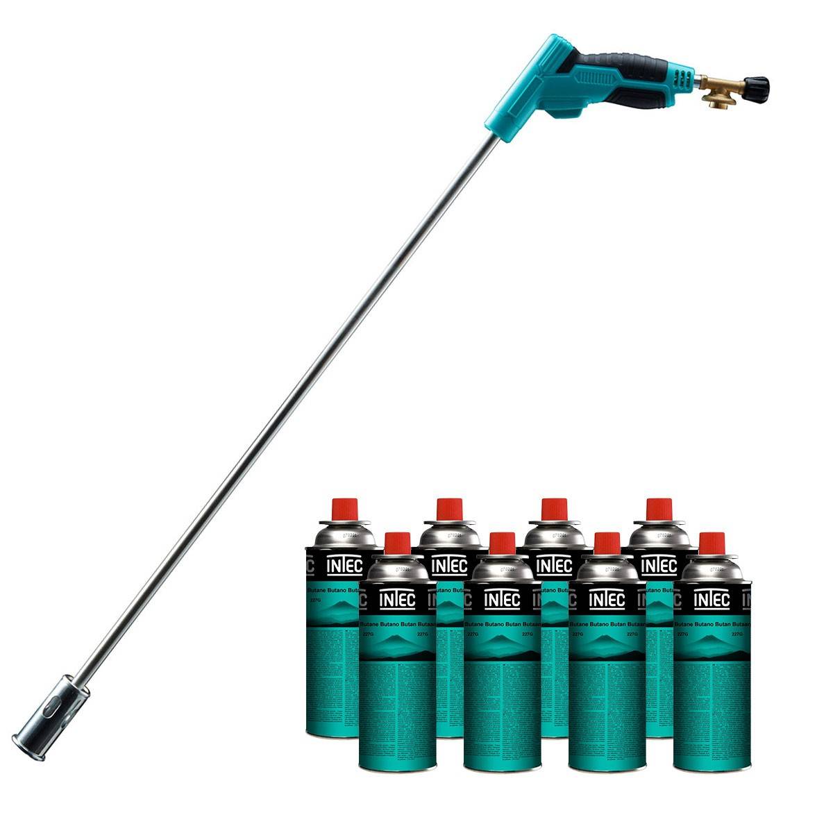 Intec - Désherbeur thermique Brule Herbes Allumage piezo + 8 cartouches 250g + Adaptateur multi cartouches INTEC - Imagen 1