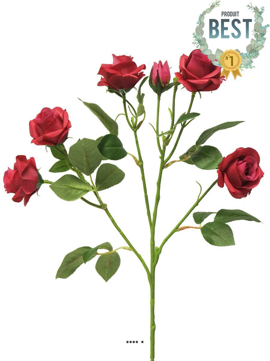 Artificielles - Branche de Rosier artificielle, 4 ramures, 68 cm Rouge - BEST - couleur: Rouge