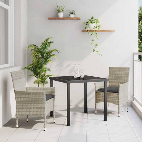 Salon de jardin 2 personnes Résine tressée avec coussins pour Balcon Gris clair – ComfortXL Outdoor Living - Image 1