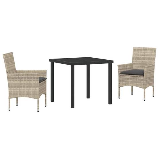 Salon de jardin 2 personnes Résine tressée avec coussins pour Balcon Gris clair – ComfortXL Outdoor Living - Image 2