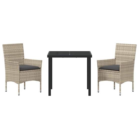 Salon de jardin 2 personnes Résine tressée avec coussins pour Balcon Gris clair – ComfortXL Outdoor Living - Image 7