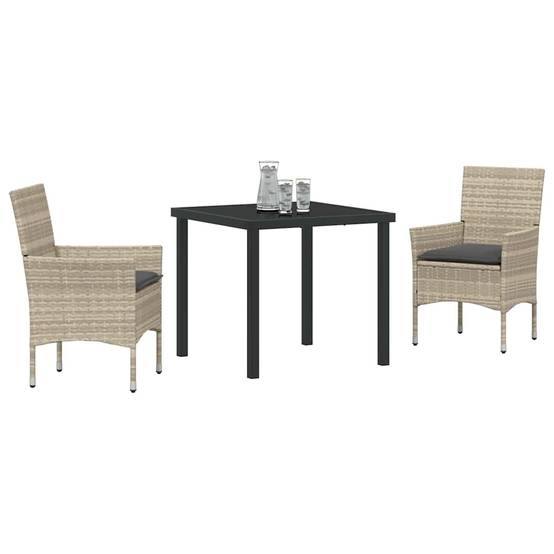 Salon de jardin 2 personnes Résine tressée avec coussins pour Balcon Gris clair – ComfortXL Outdoor Living - Image 3