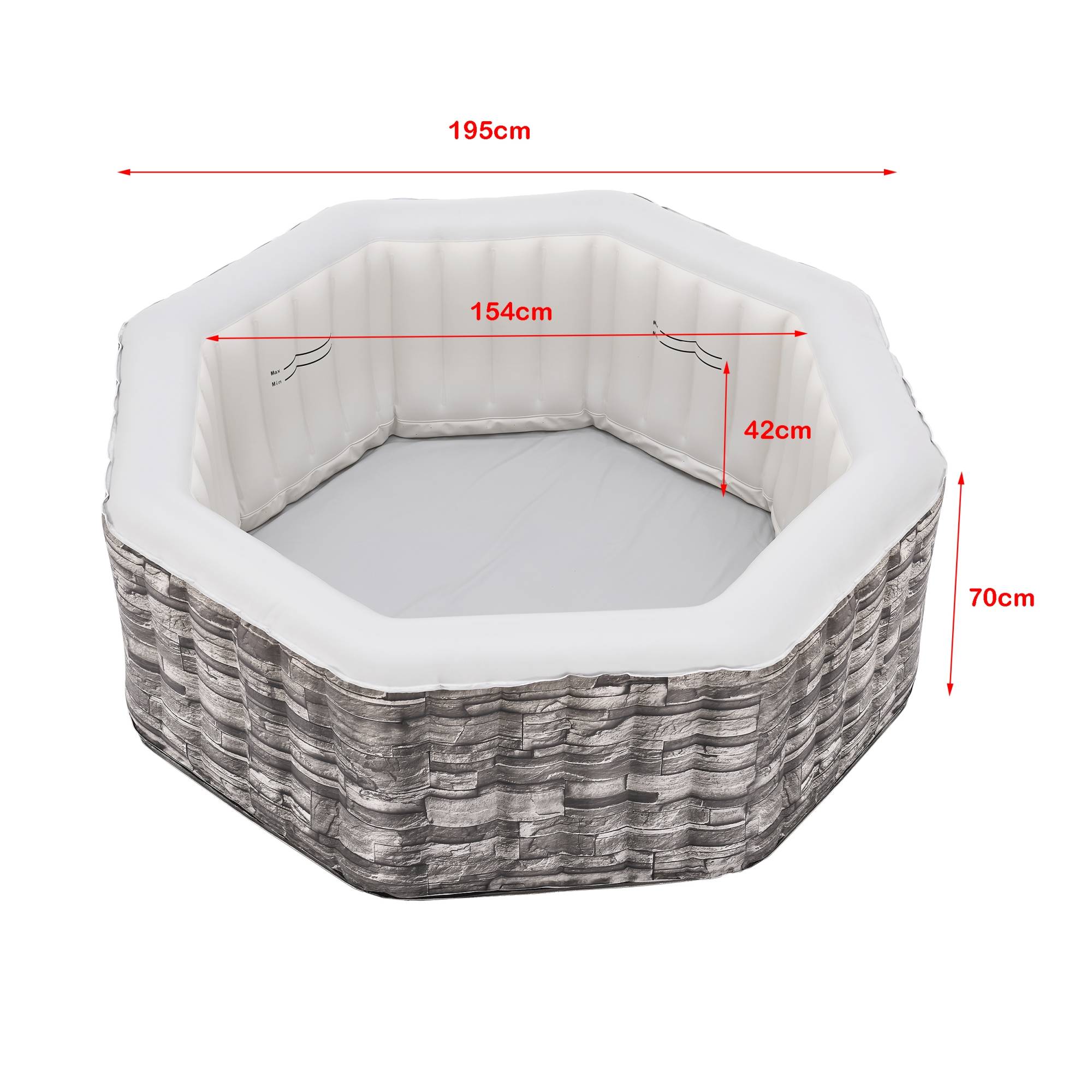 Casa.Pro - Spa gonflable Carosino pour 5 personnes aspect pierre gris pro.tec - Imagen 3