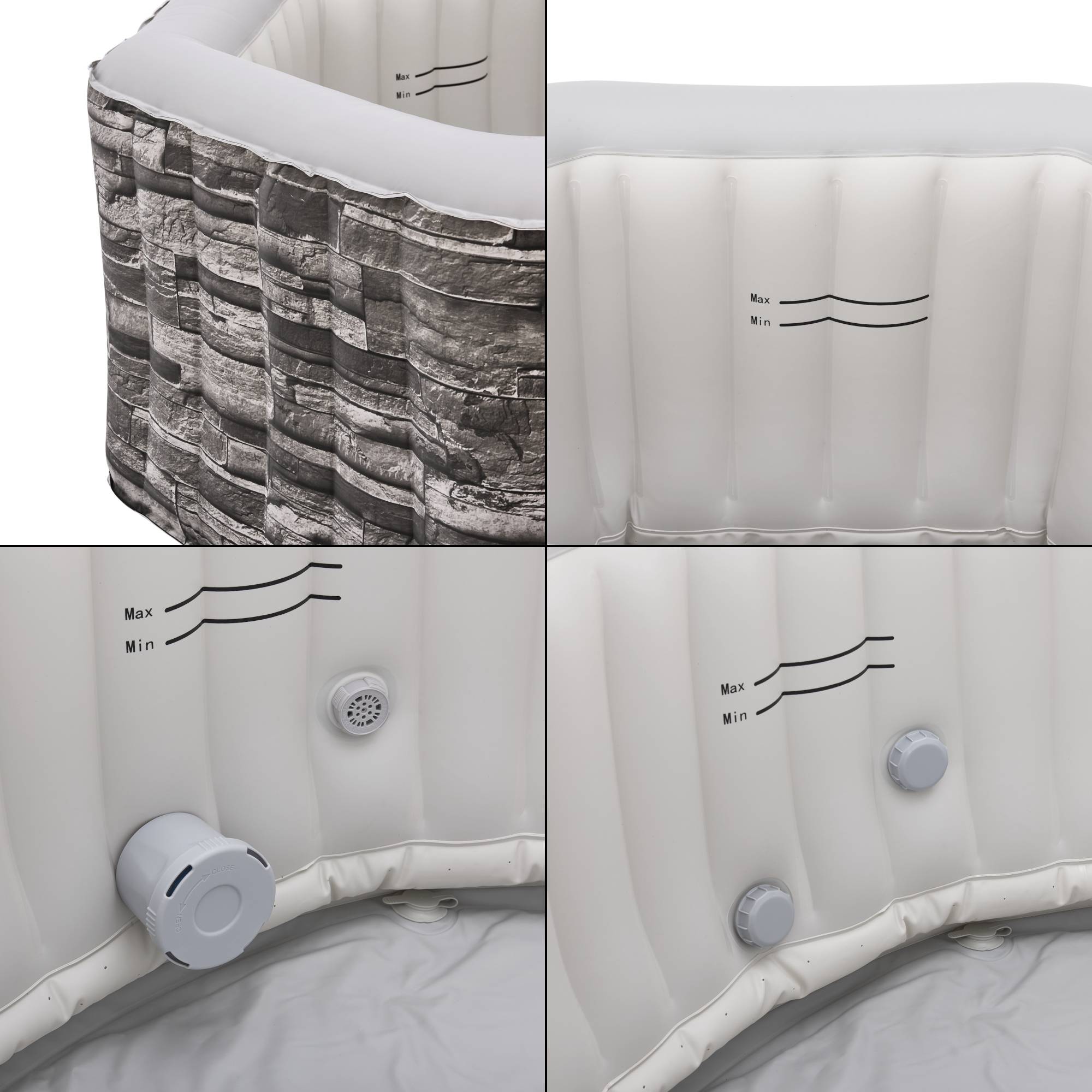 Casa.Pro - Spa gonflable Carosino pour 5 personnes aspect pierre gris pro.tec - Imagen 7
