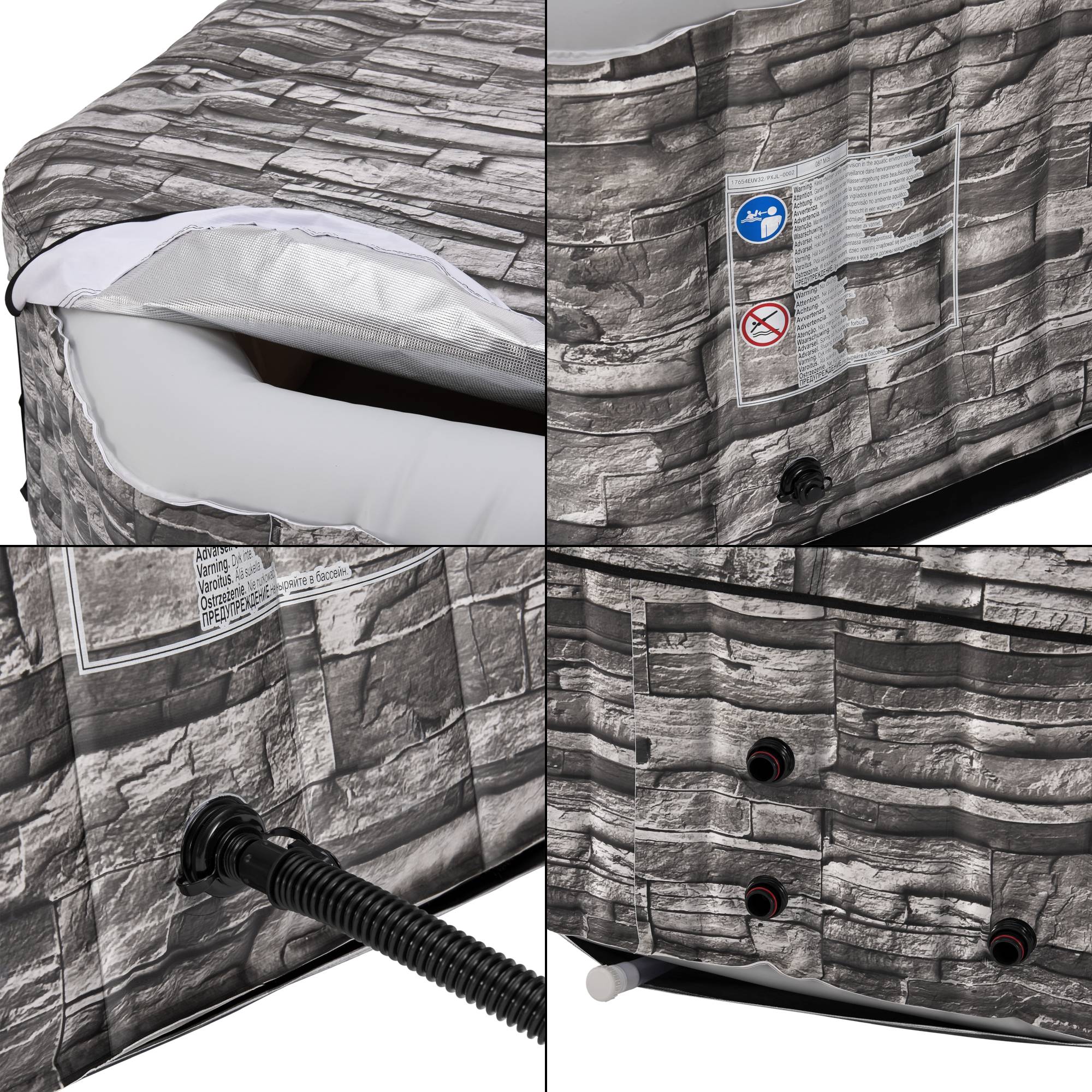 Casa.Pro - Spa gonflable Carosino pour 5 personnes aspect pierre gris pro.tec - Imagen 8