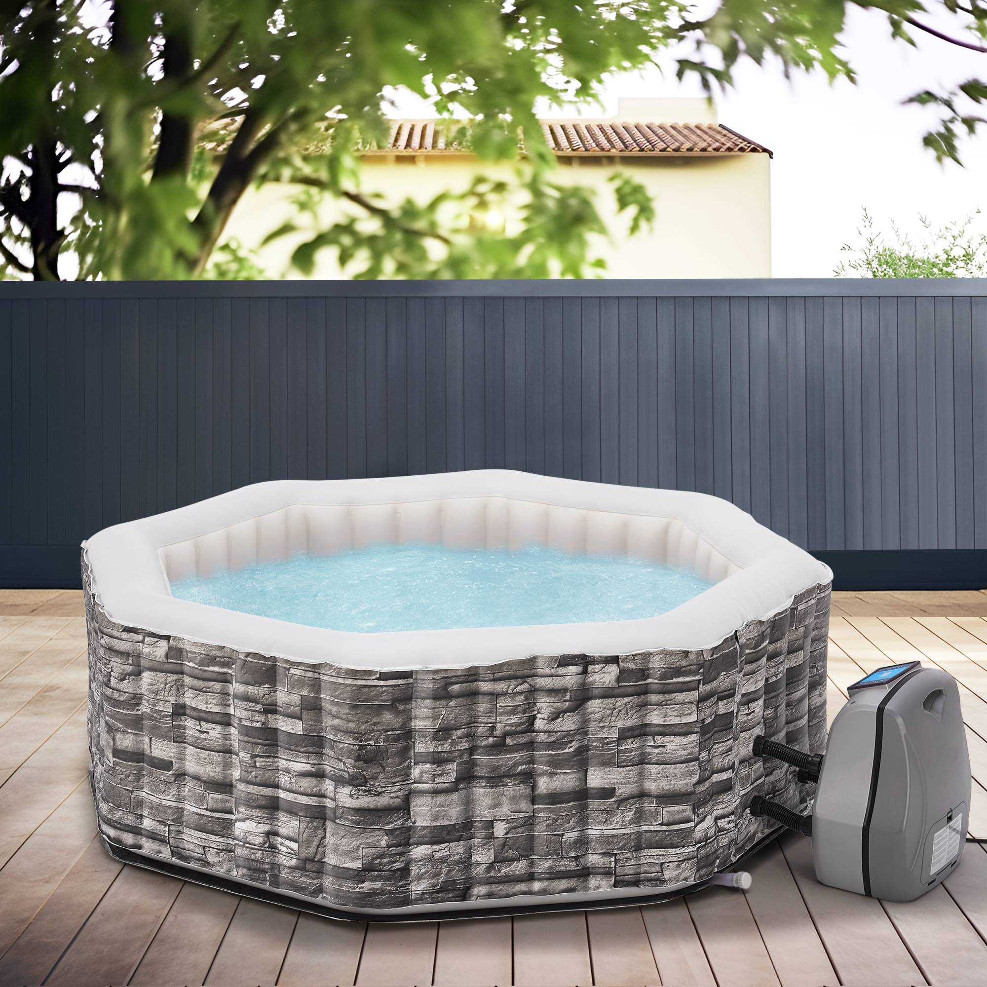 Casa.Pro - Spa gonflable Carosino pour 5 personnes aspect pierre gris pro.tec - Imagen 2