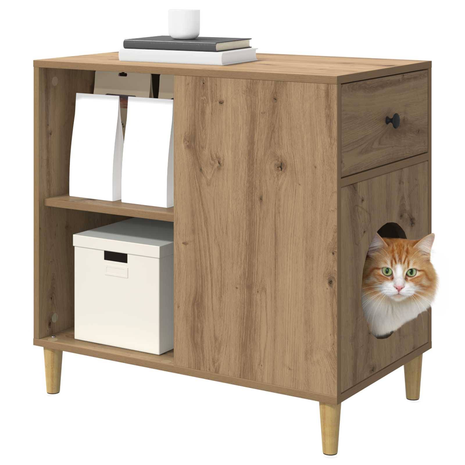 Grande Maison Chat Chêne Artisan Brun 72cm pour Grand Chat Naturel - ComfortXL Outdoor Living - Image 3